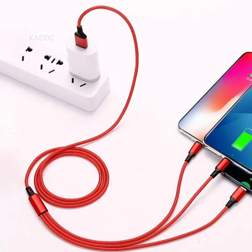 Triade – Cavo di Ricarica Rapida 3 in 1, 1,2 m, Intrecciato, per iOS / Android / Type-C