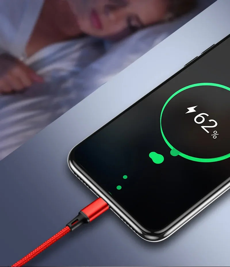 Triade – Cavo di Ricarica Rapida 3 in 1, 1,2 m, Intrecciato, per iOS / Android / Type-C