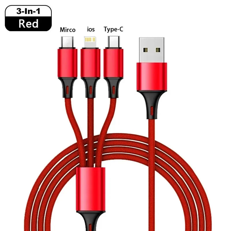 Triade – Cavo di Ricarica Rapida 3 in 1, 1,2 m, Intrecciato, per iOS / Android / Type-C
